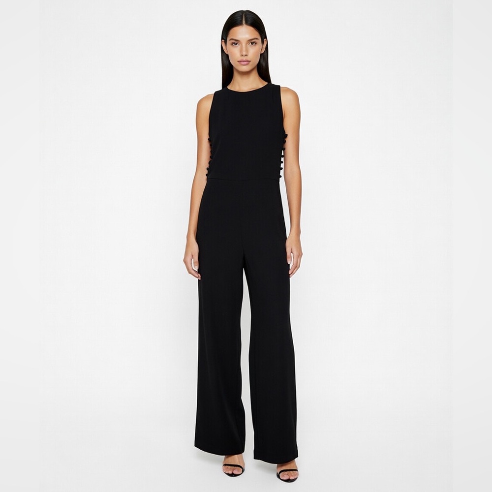 FRNCH NWT Black Side Button Detail Sleeveless Jumpsuit